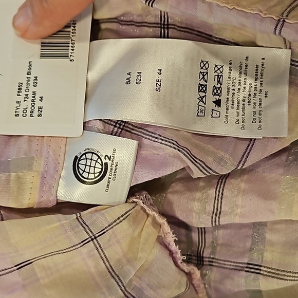 💕GANNI💕 Smocked Seersucker Plaid Top ~ Orchid Bloom Checked Print 44 EU NWT - Picture 16 of 16